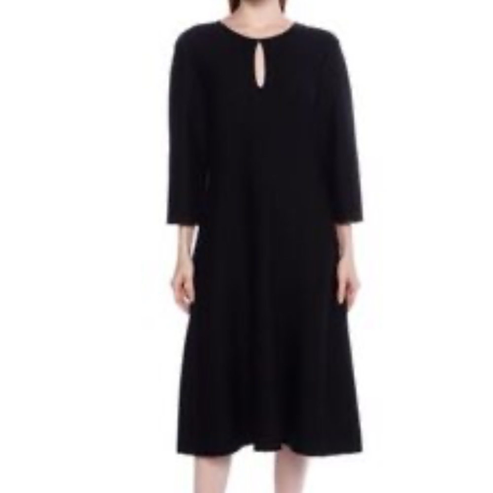 St. John Knitted 100% Wool Sweater Fit and Flare Midi Black Women's Dress 16